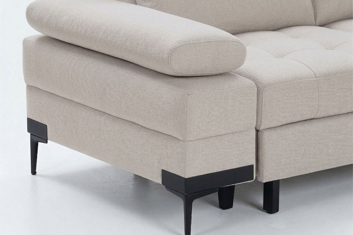 Cassia Corner Sofa Bed Beige Fabric - RHF - Dante Furniture