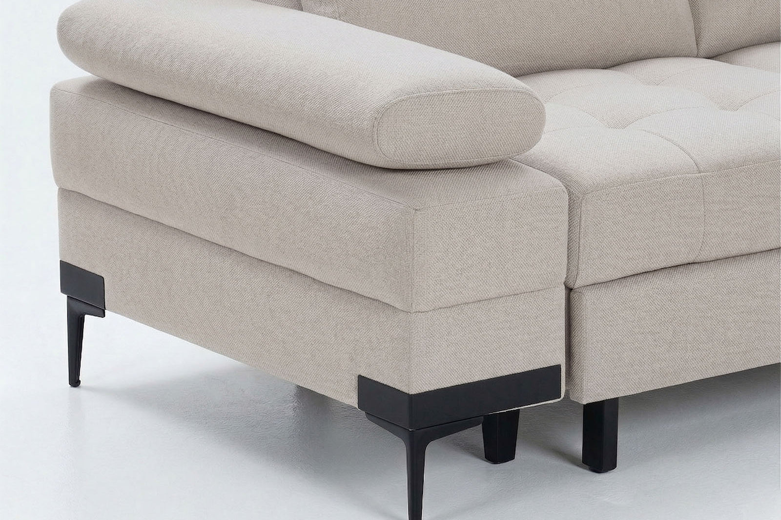 Cassia Corner Sofa Bed Beige Fabric - RHF - Dante Furniture