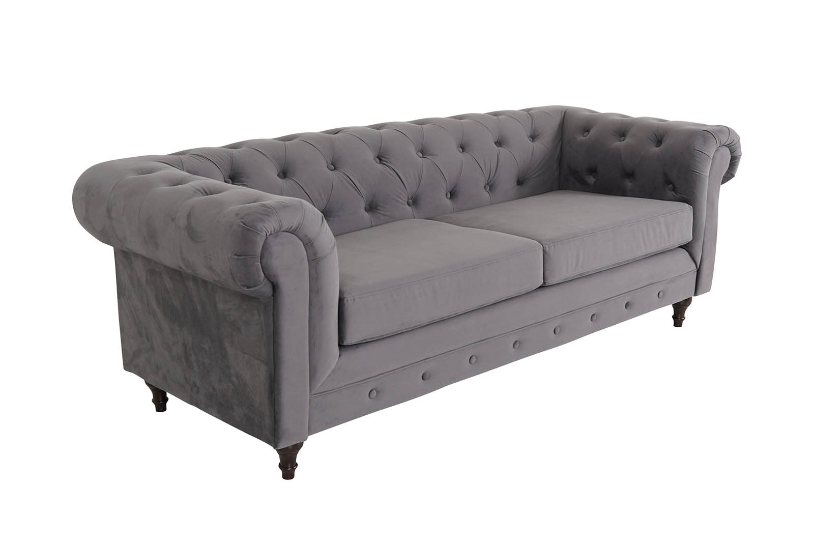 Chesterfield 3 Seater - Plush Grey - Dante Furniture