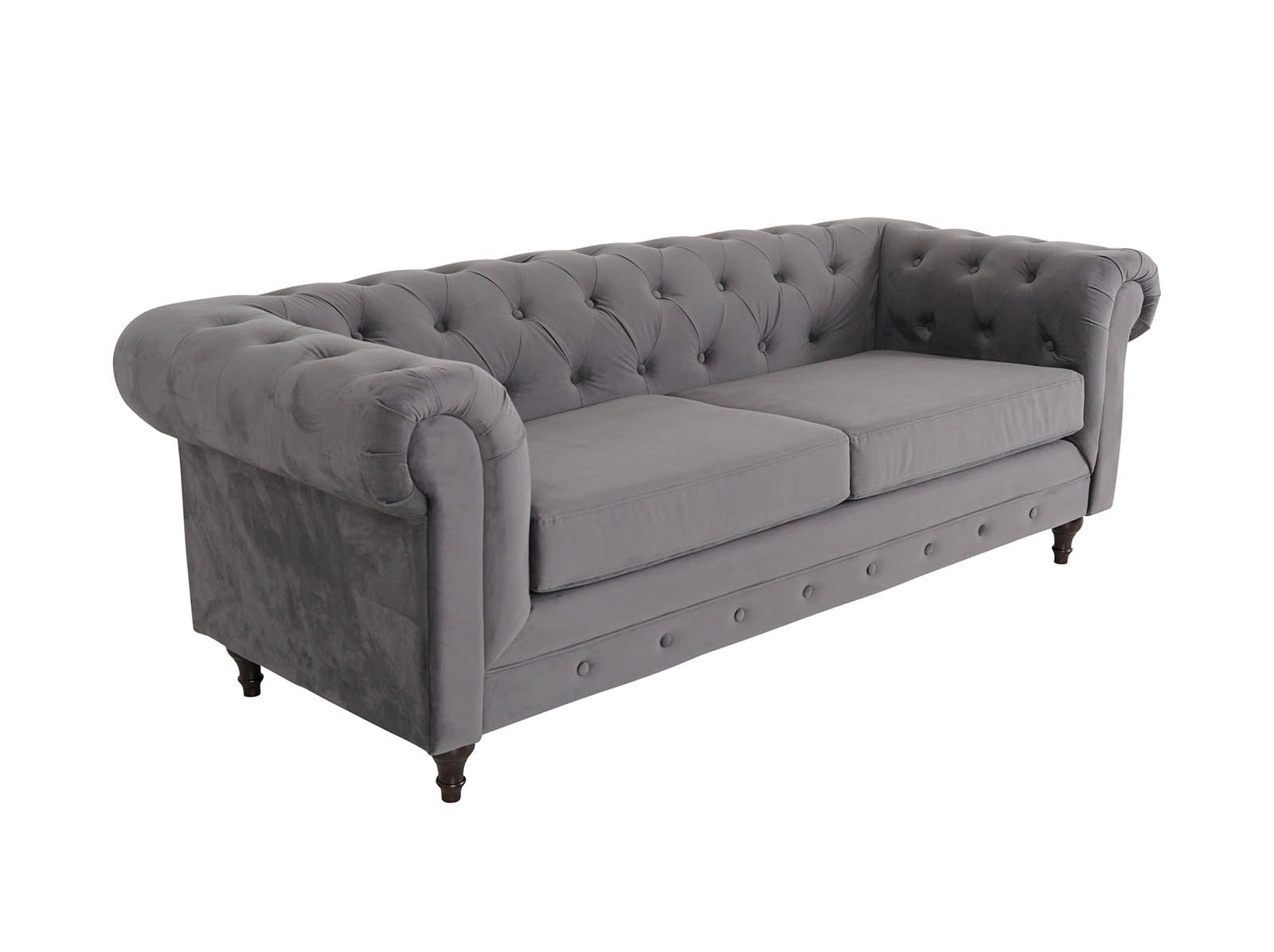 Chesterfield 3 Seater - Plush Grey - Dante Furniture