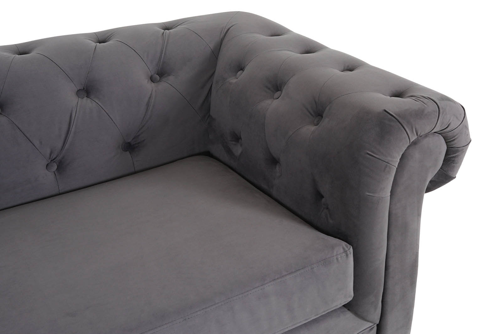 Chesterfield 3 Seater - Plush Grey - Dante Furniture