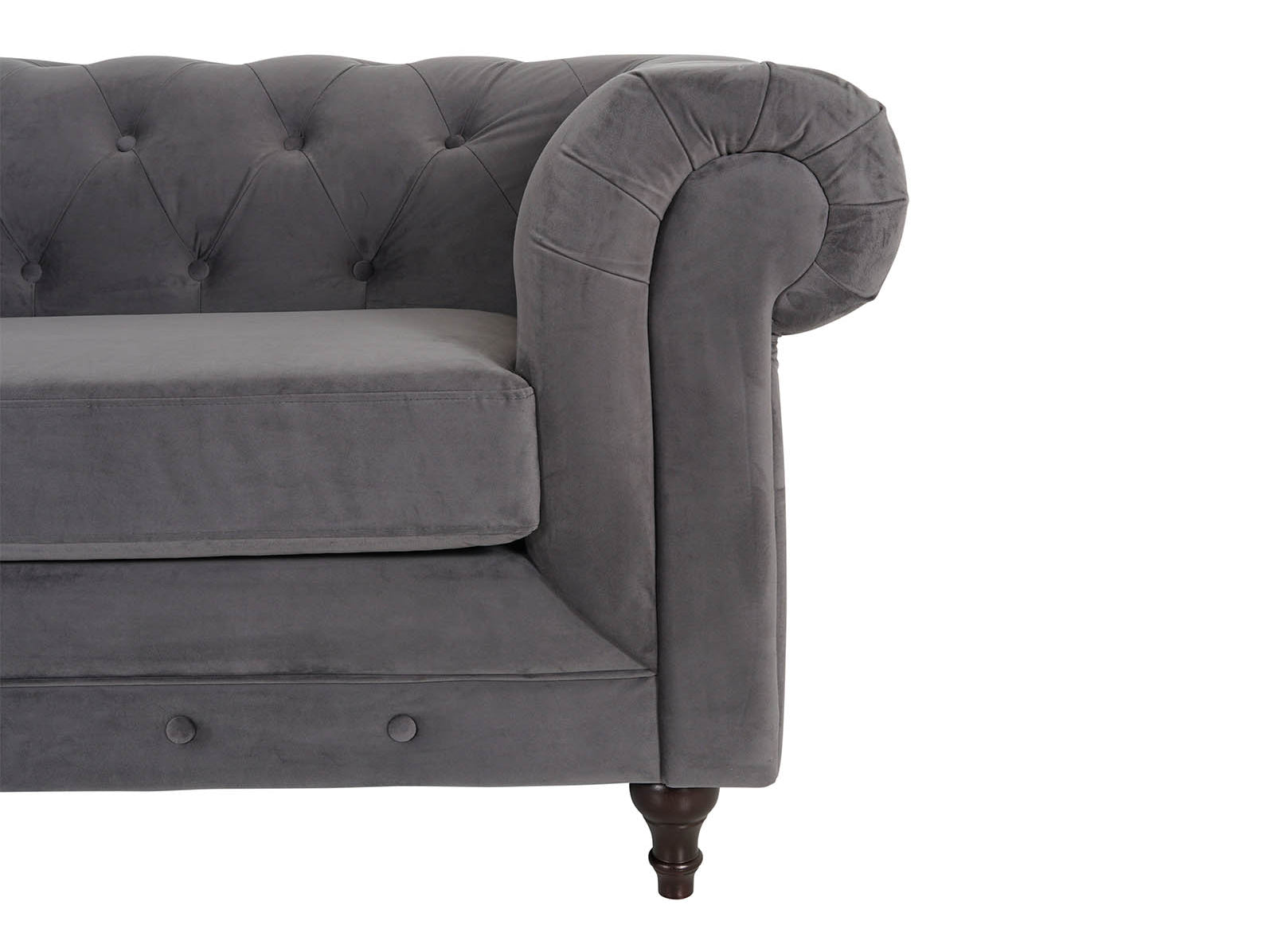 Chesterfield 3 Seater - Plush Grey - Dante Furniture
