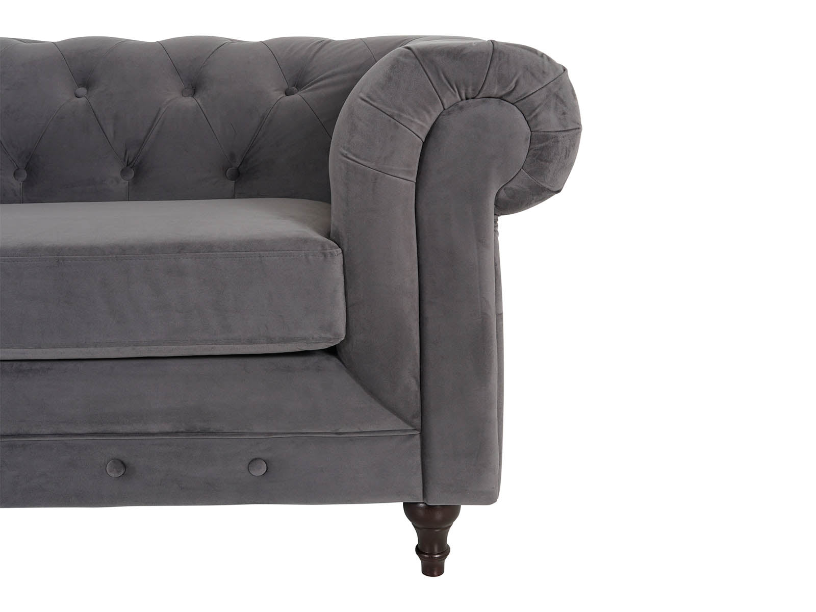Chesterfield 2 Seater - Plush Grey - Dante Furniture