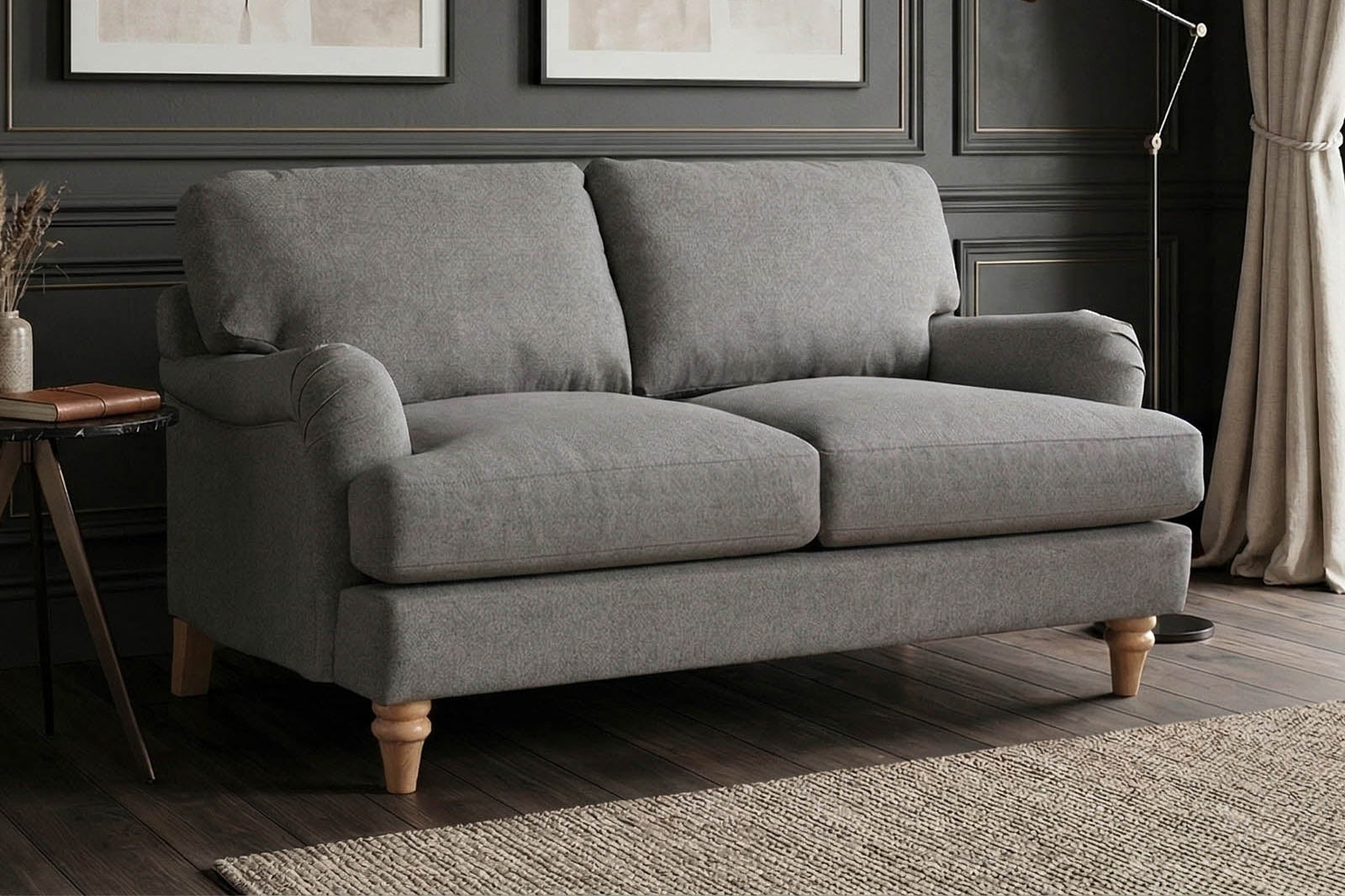 Belvadere 2 Seater Fabric Sofa - Grey - Dante Furniture