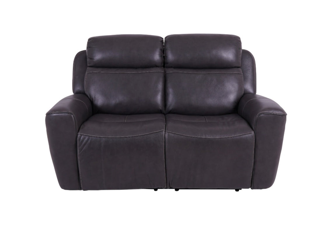 Grey Leather 2-Seater Power Recliner Sofa