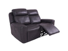 Grey Leather 2-Seater Power Recliner Sofa