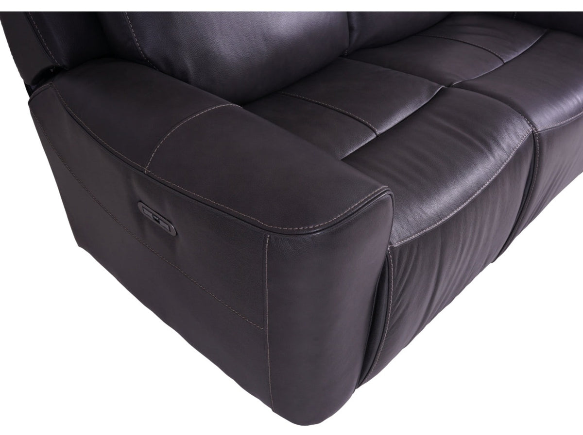 Grey Leather 2-Seater Power Recliner Sofa