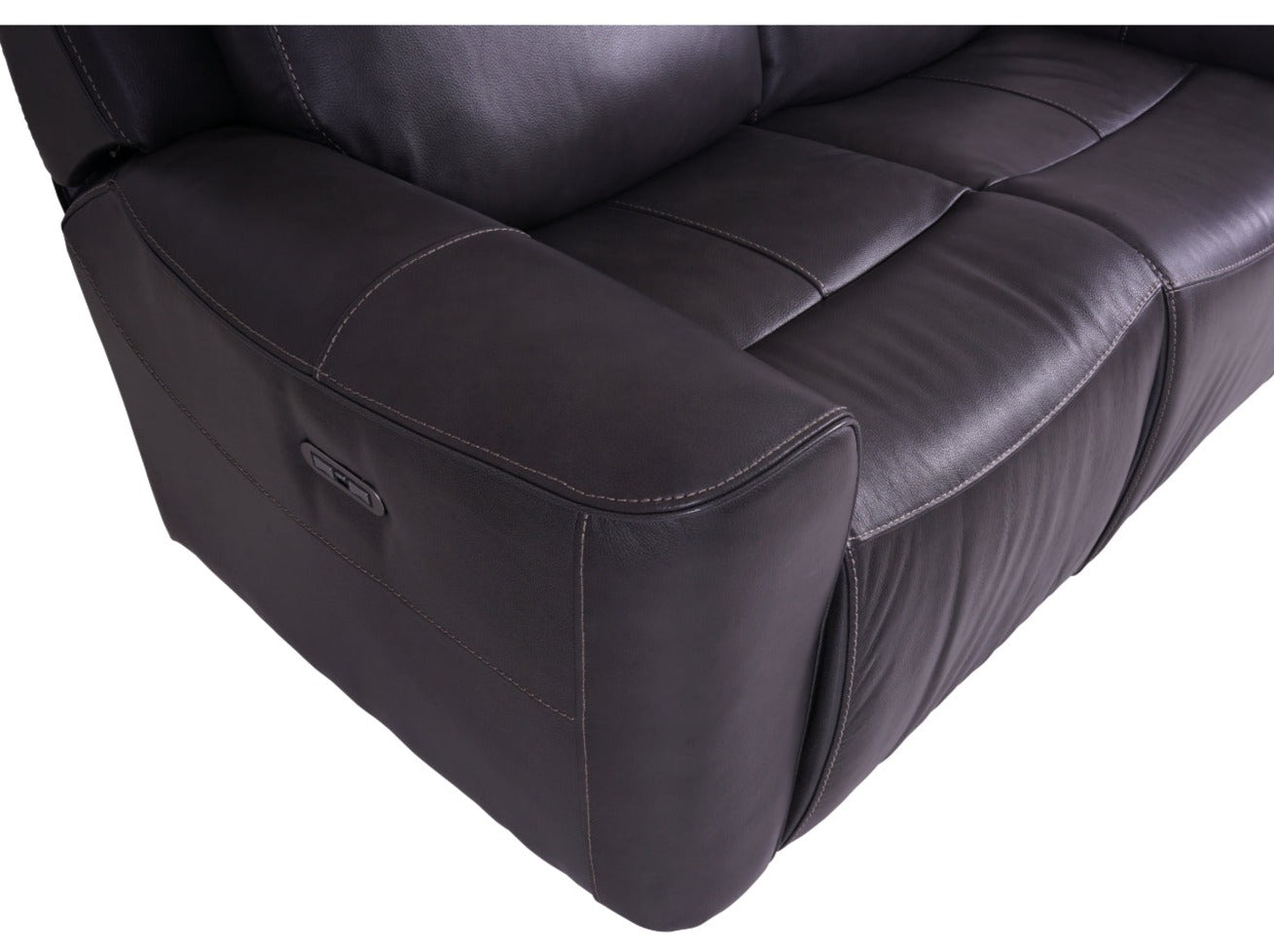 Grey Leather 2-Seater Power Recliner Sofa