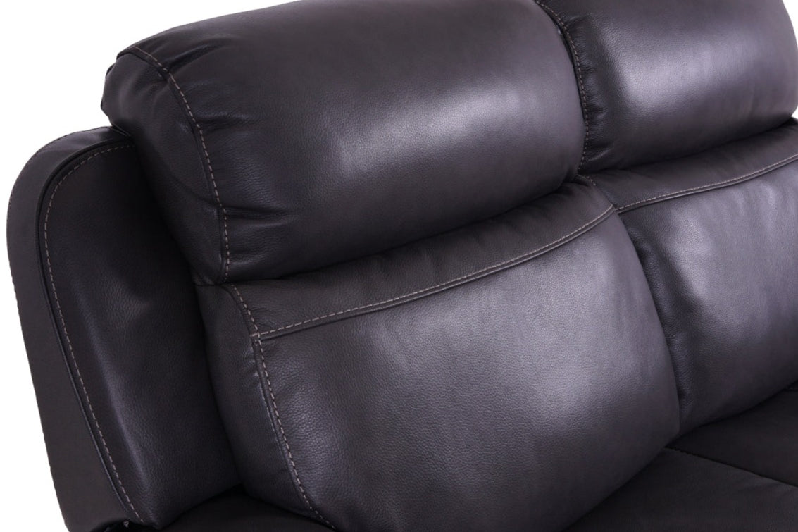 Grey Leather 2-Seater Power Recliner Sofa