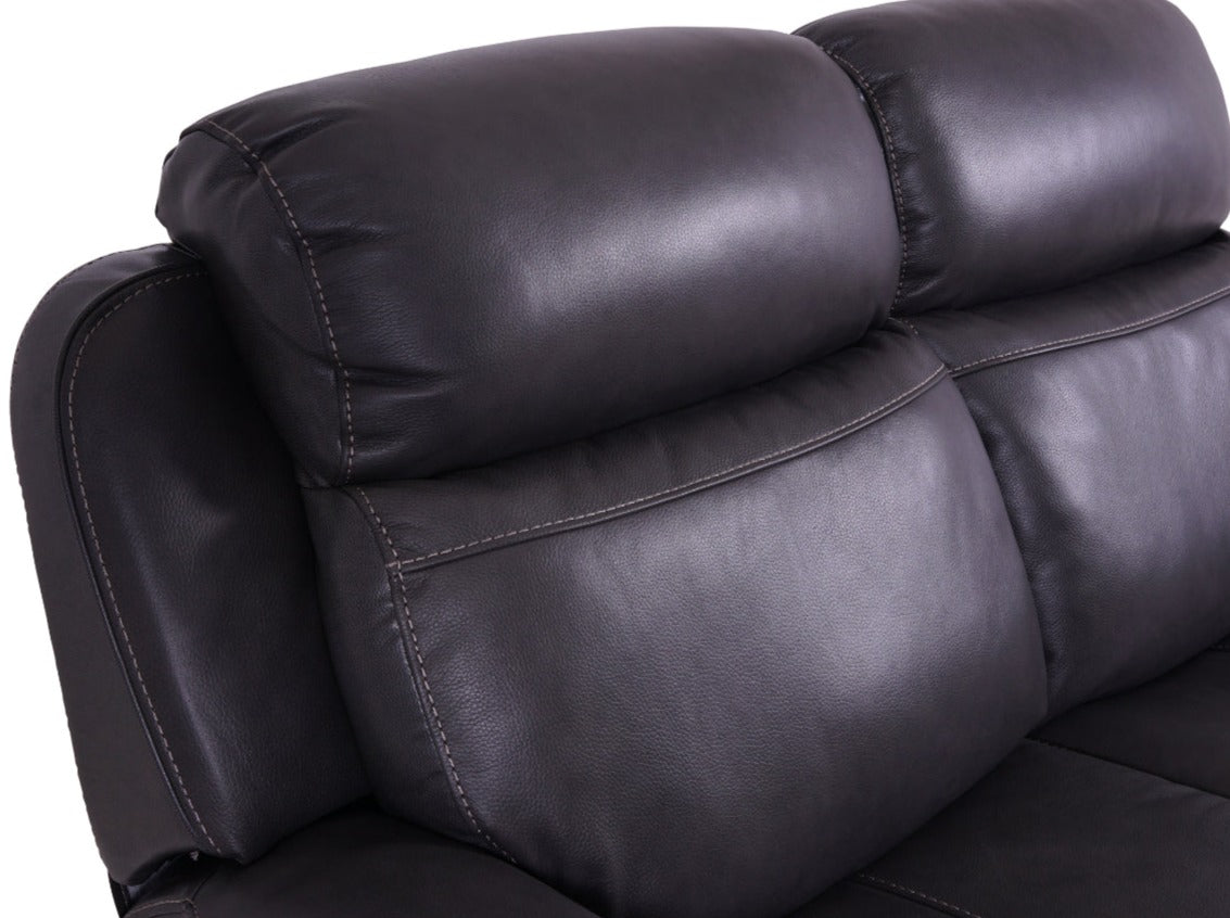 Grey Leather 2-Seater Power Recliner Sofa
