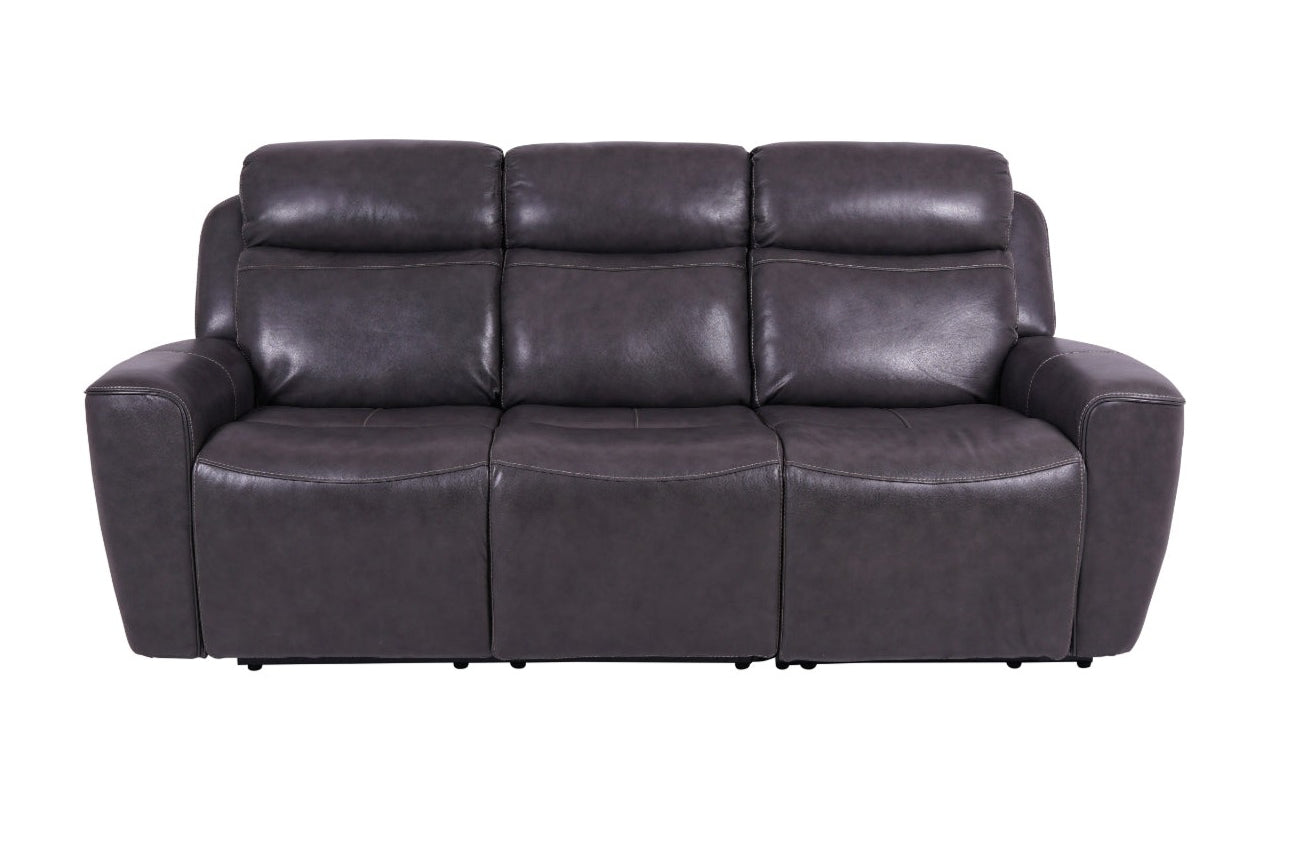 Eiger Grey Leather 3 Seater Sofa Power Recliner - Dante Furniture