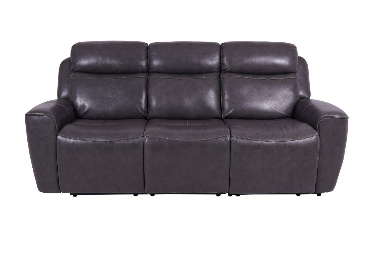 Eiger Grey Leather 3 Seater Sofa Power Recliner - Dante Furniture