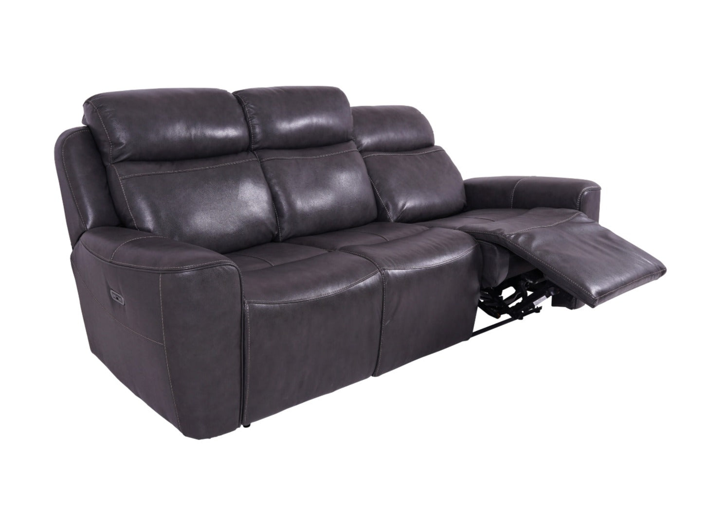 Eiger Grey Leather 3 Seater Sofa Power Recliner - Dante Furniture