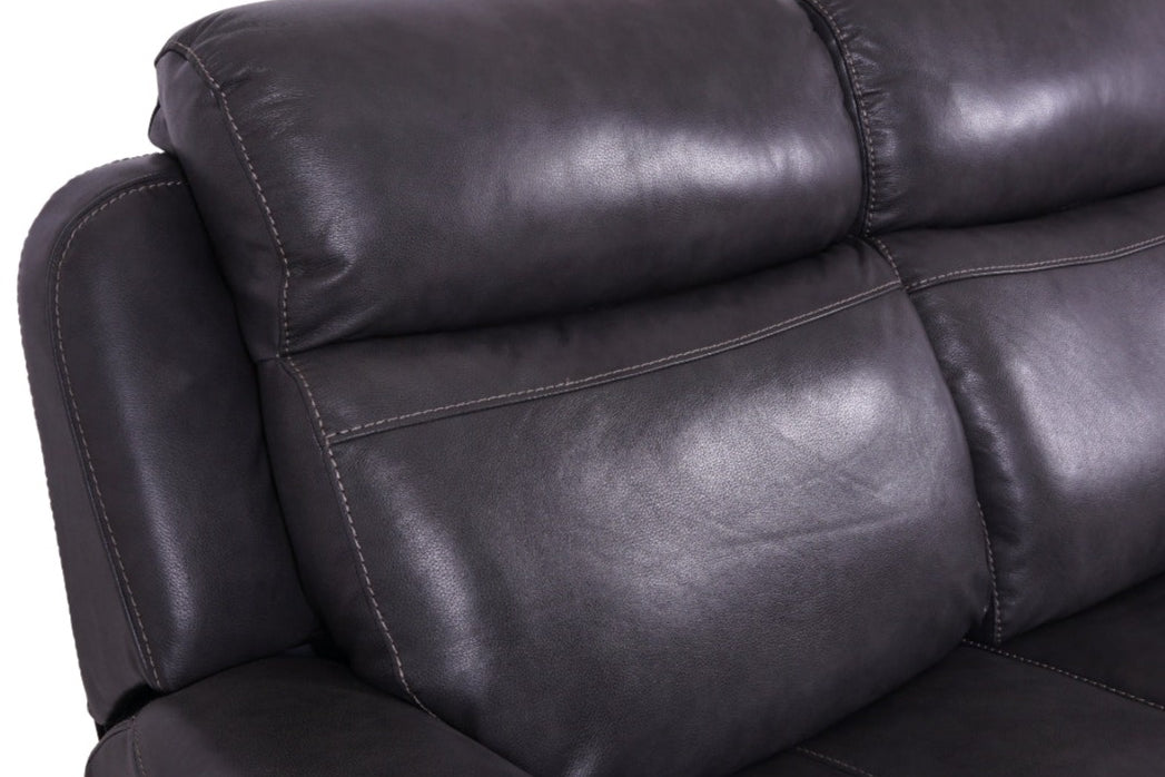 Eiger Grey Leather 3 Seater Sofa Power Recliner - Dante Furniture