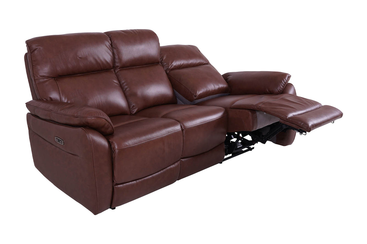 3-Seater Power Recliner Sofa Brown