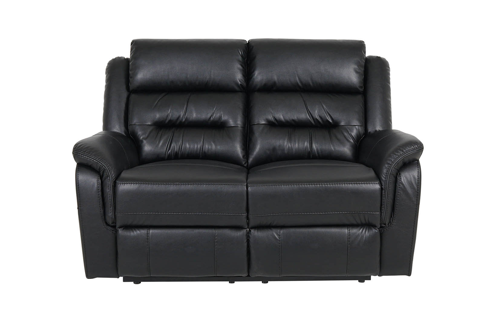 2-Seater Black Leather Recliner Sofa