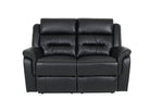 2-Seater Black Leather Recliner Sofa