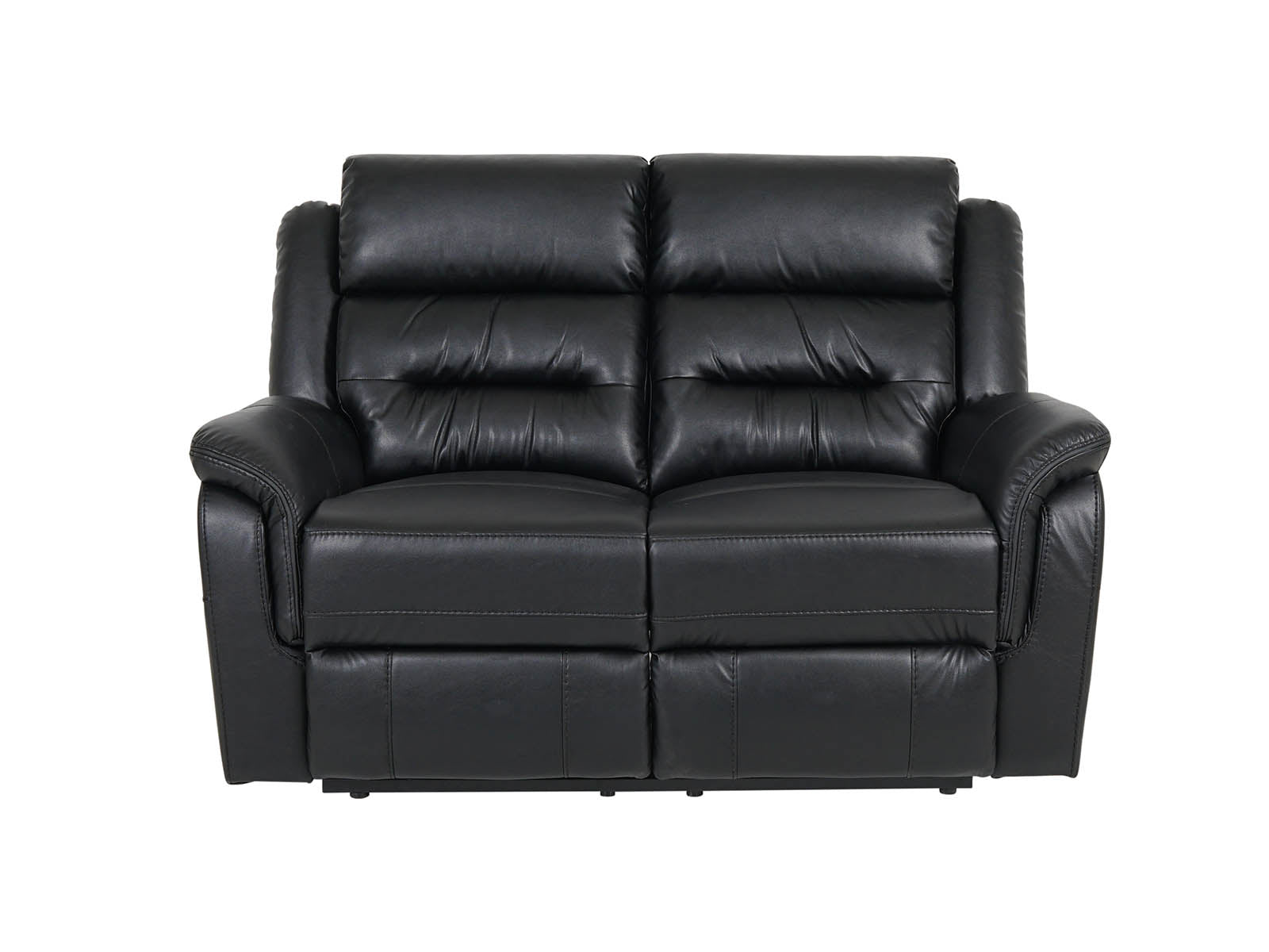 2-Seater Black Leather Recliner Sofa