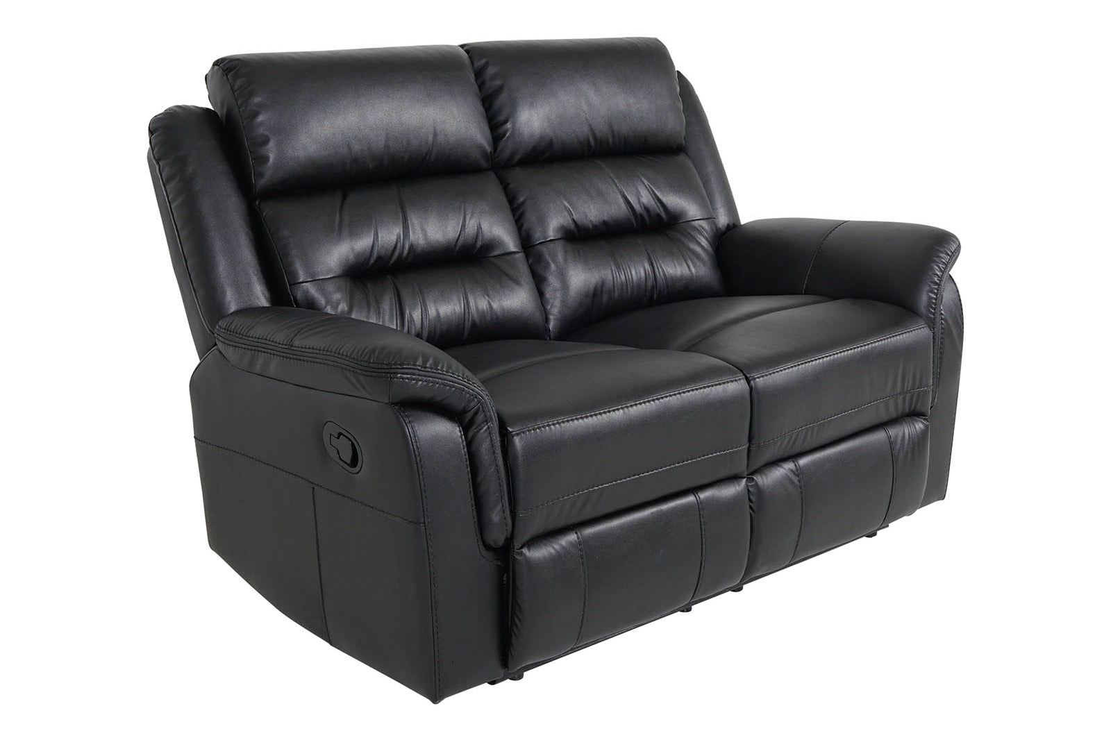 2-Seater Black Leather Recliner Sofa