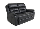 2-Seater Black Leather Recliner Sofa