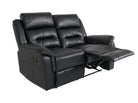 2-Seater Black Leather Recliner Sofa