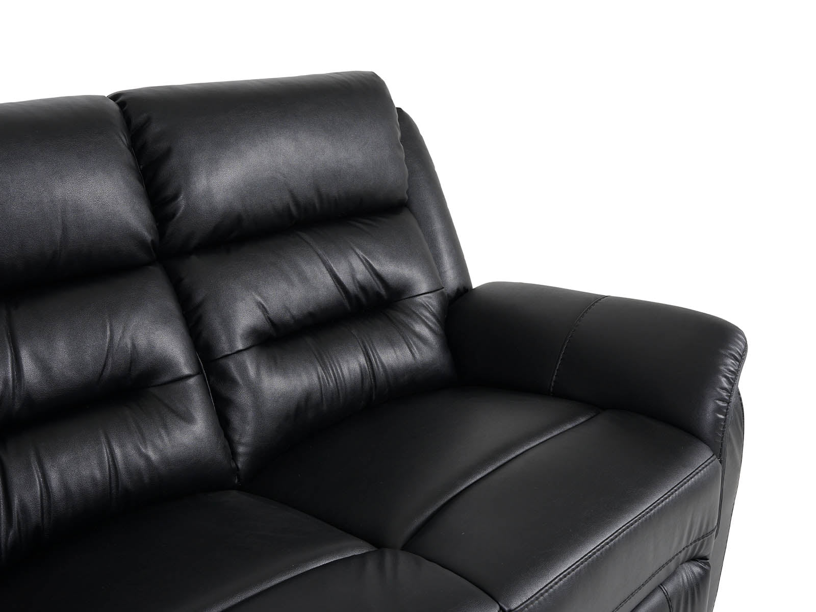 2-Seater Black Leather Recliner Sofa