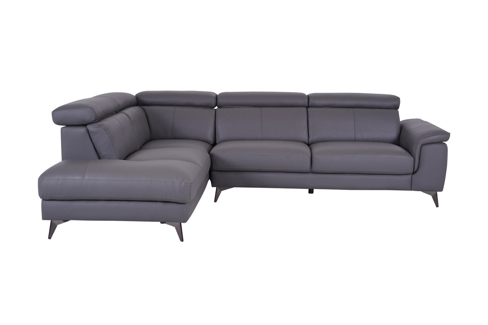 Matera Left Hand Facing Arm Open End Corner Sofa - Elephant Grey Leather - Dante Furniture