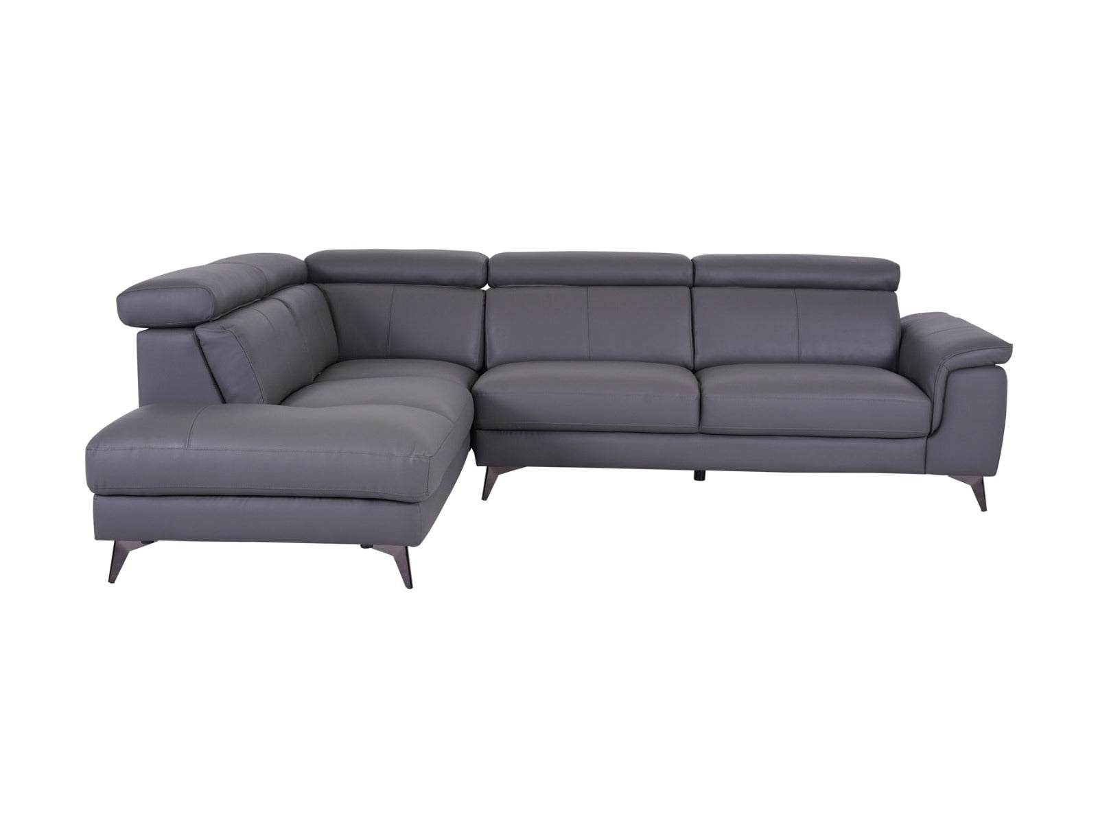 Matera Left Hand Facing Arm Open End Corner Sofa - Elephant Grey Leather - Dante Furniture