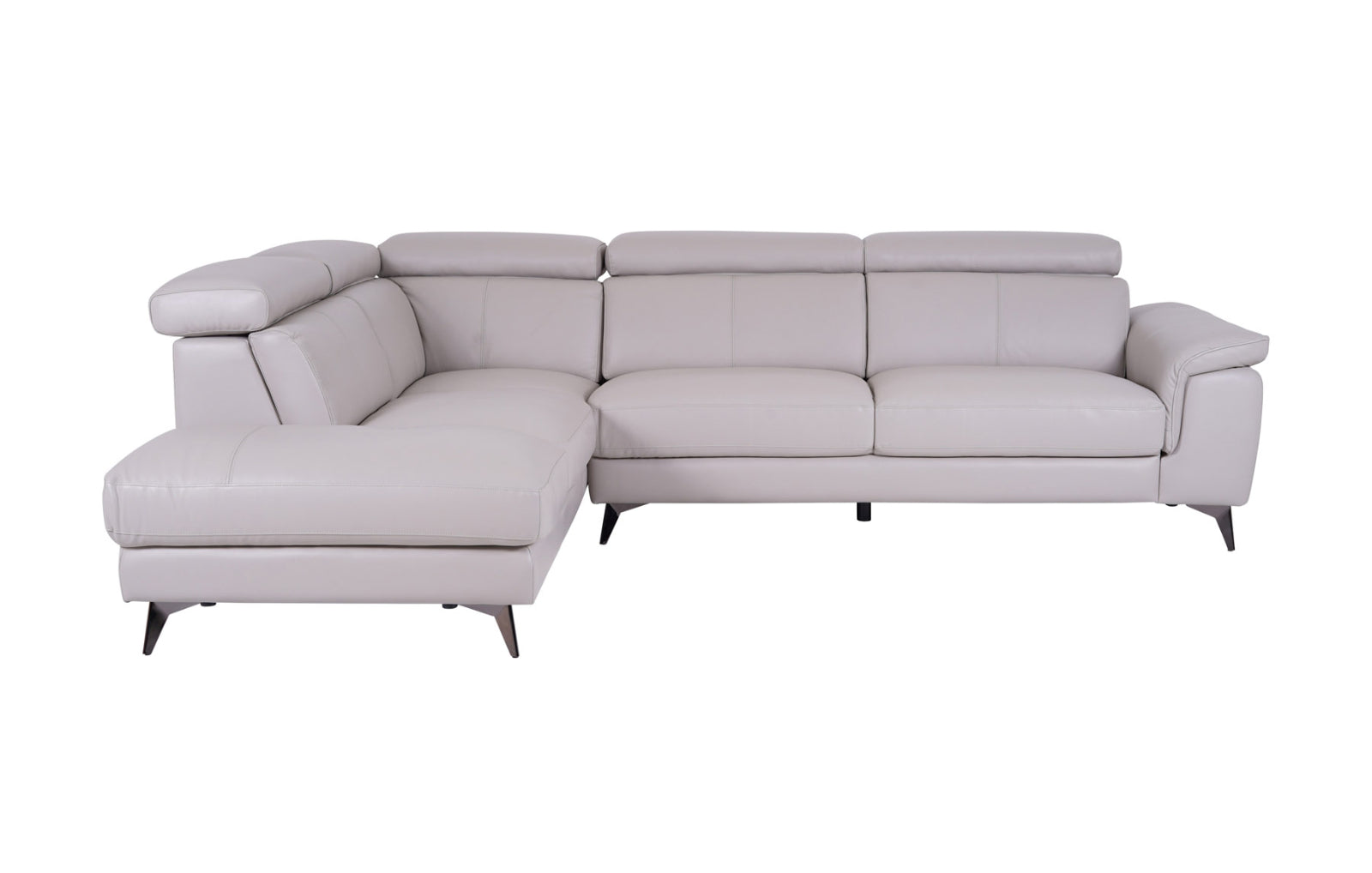 Matera Left Hand Facing Arm Open End Corner Sofa - Light Grey Leather - Dante Furniture