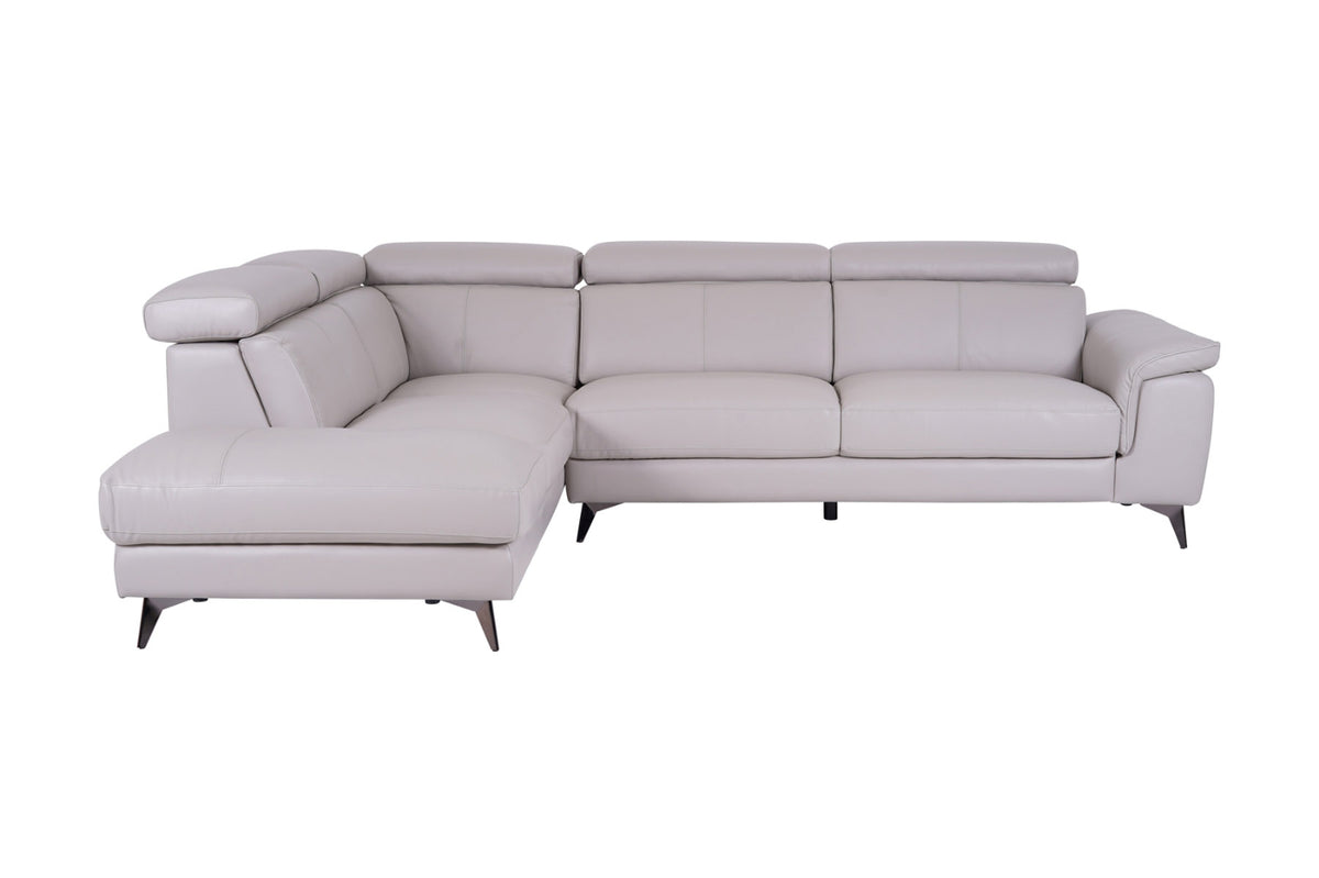 Matera Left Hand Facing Arm Open End Corner Sofa - Light Grey Leather - Dante Furniture