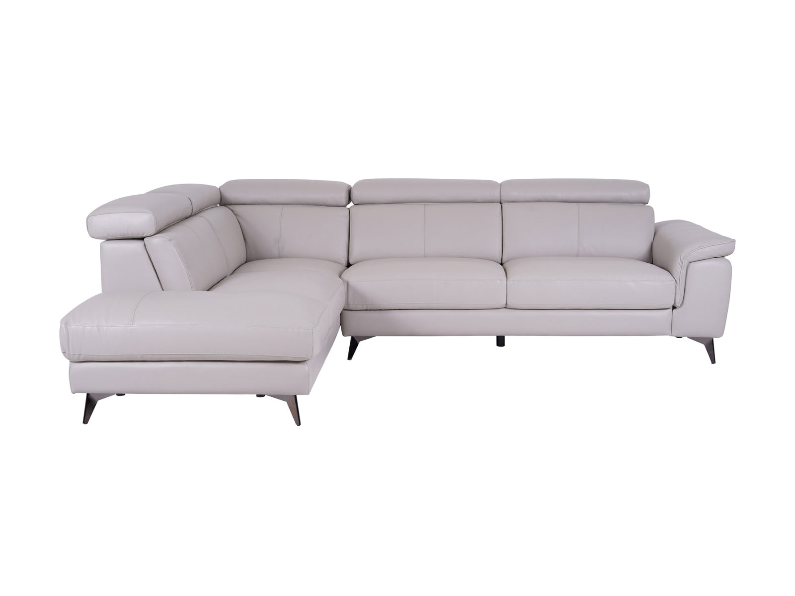 Matera Left Hand Facing Arm Open End Corner Sofa - Light Grey Leather - Dante Furniture