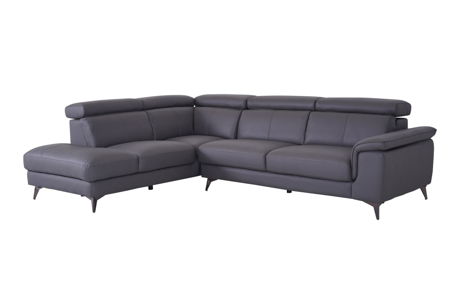 Matera Left Hand Facing Arm Open End Corner Sofa - Elephant Grey Leather - Dante Furniture