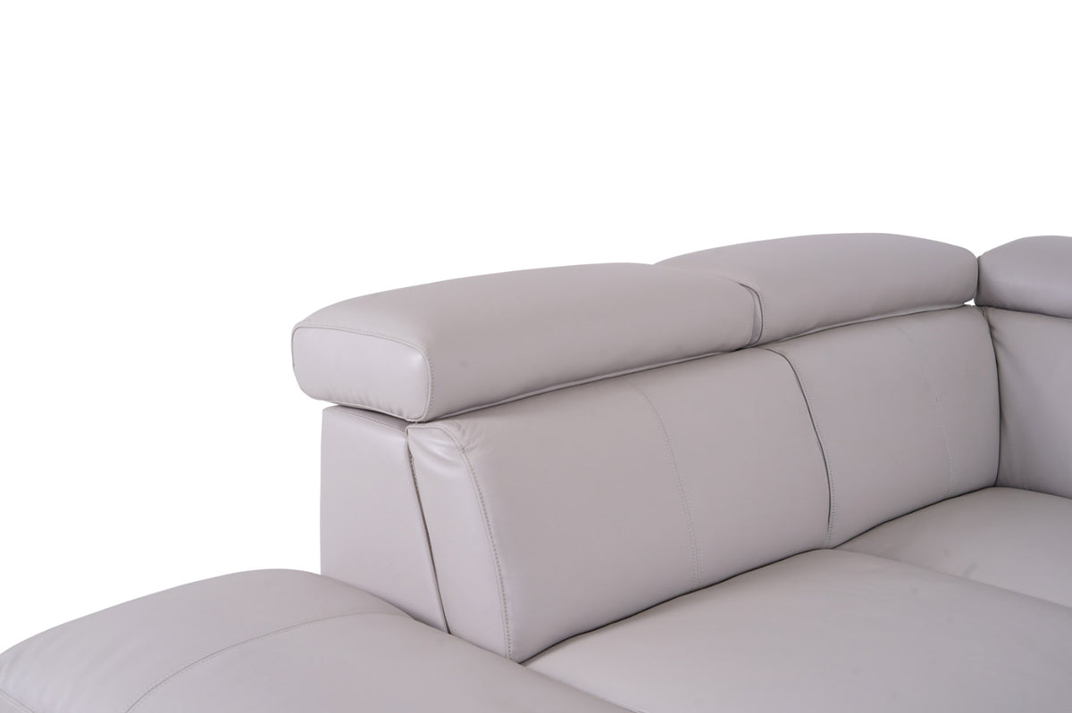Matera Left Hand Facing Arm Open End Corner Sofa - Light Grey Leather - Dante Furniture