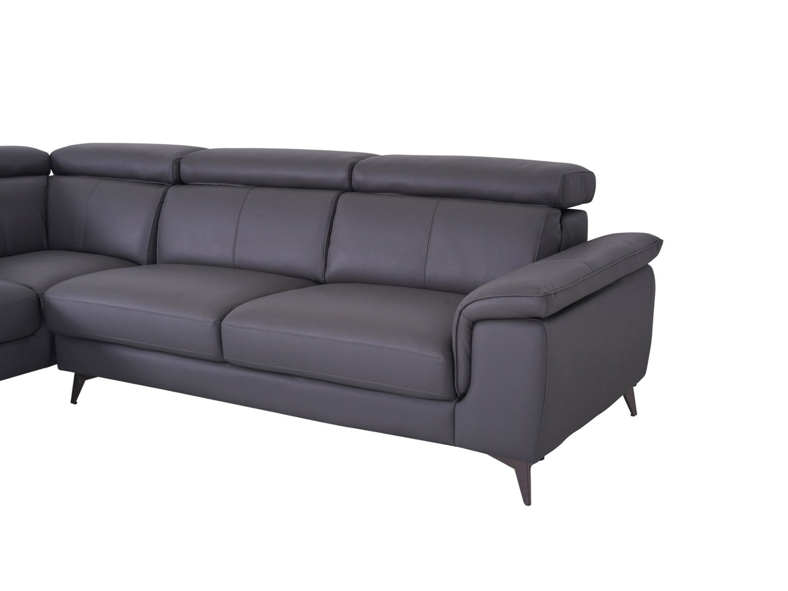Matera Left Hand Facing Arm Open End Corner Sofa - Elephant Grey Leather - Dante Furniture