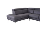 Matera Left Hand Facing Arm Open End Corner Sofa - Elephant Grey Leather - Dante Furniture