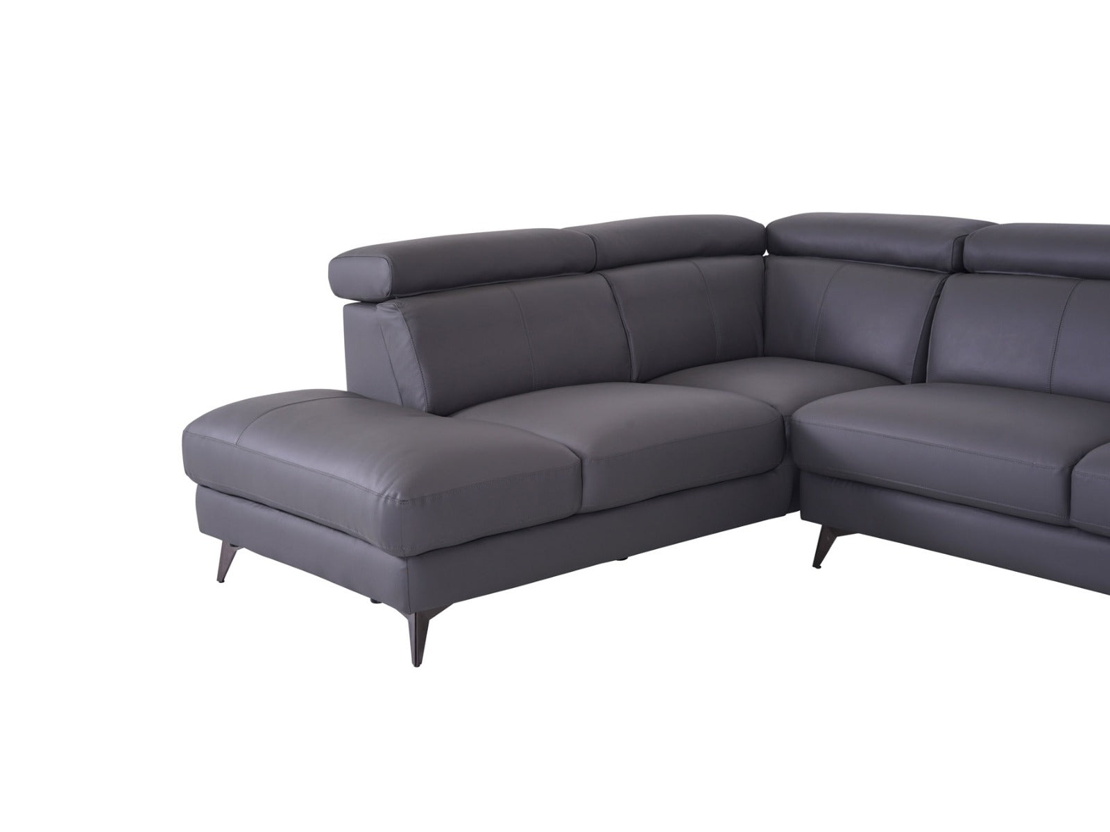 Matera Left Hand Facing Arm Open End Corner Sofa - Elephant Grey Leather - Dante Furniture