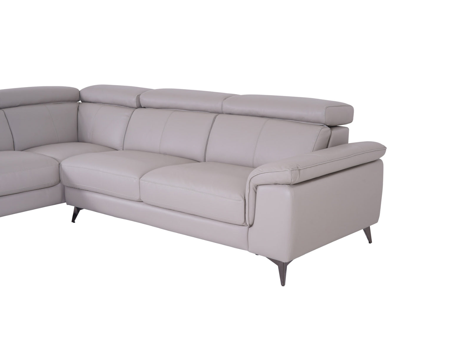 Matera Left Hand Facing Arm Open End Corner Sofa - Light Grey Leather - Dante Furniture