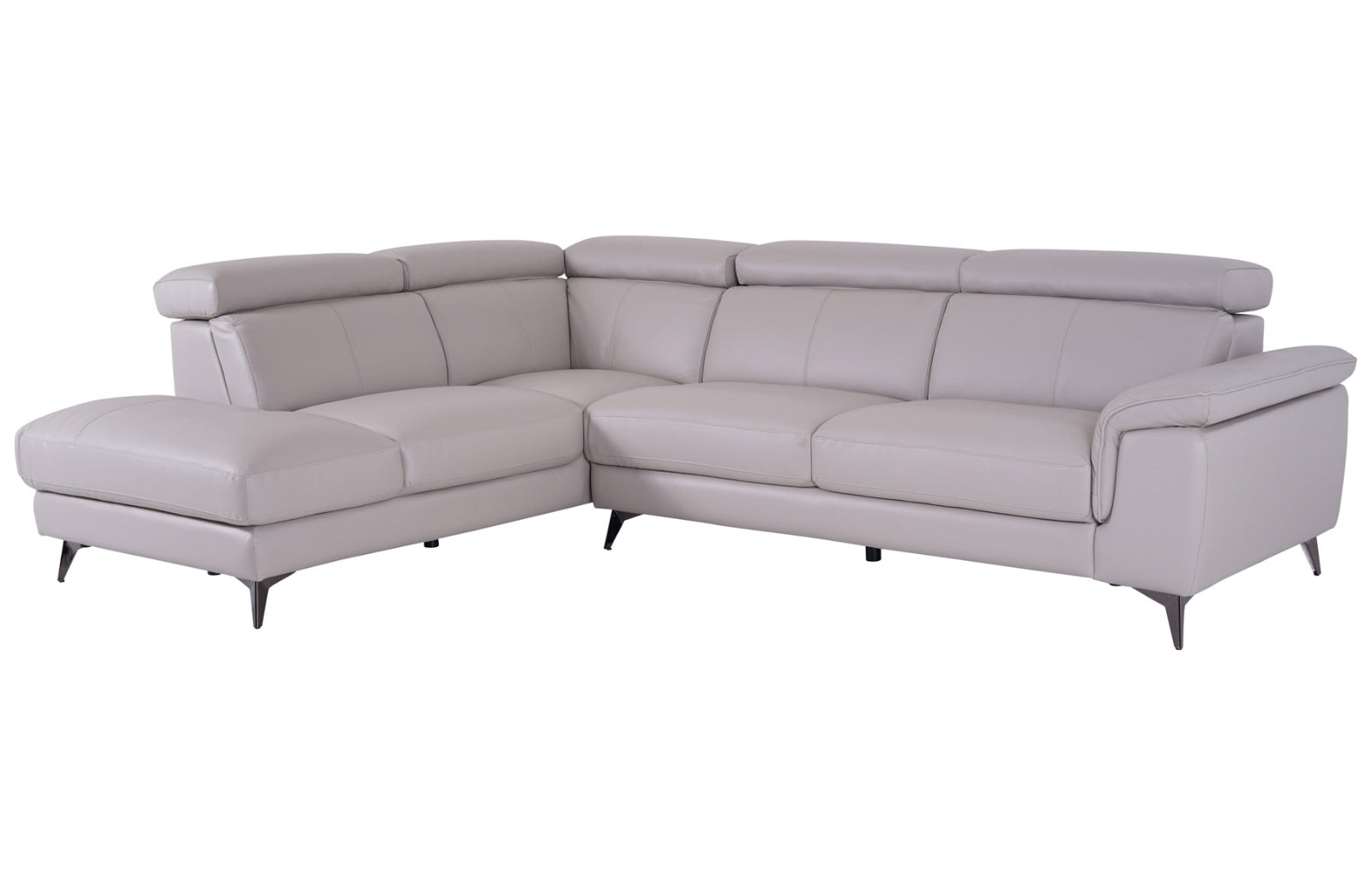 Matera Left Hand Facing Arm Open End Corner Sofa - Light Grey Leather - Dante Furniture
