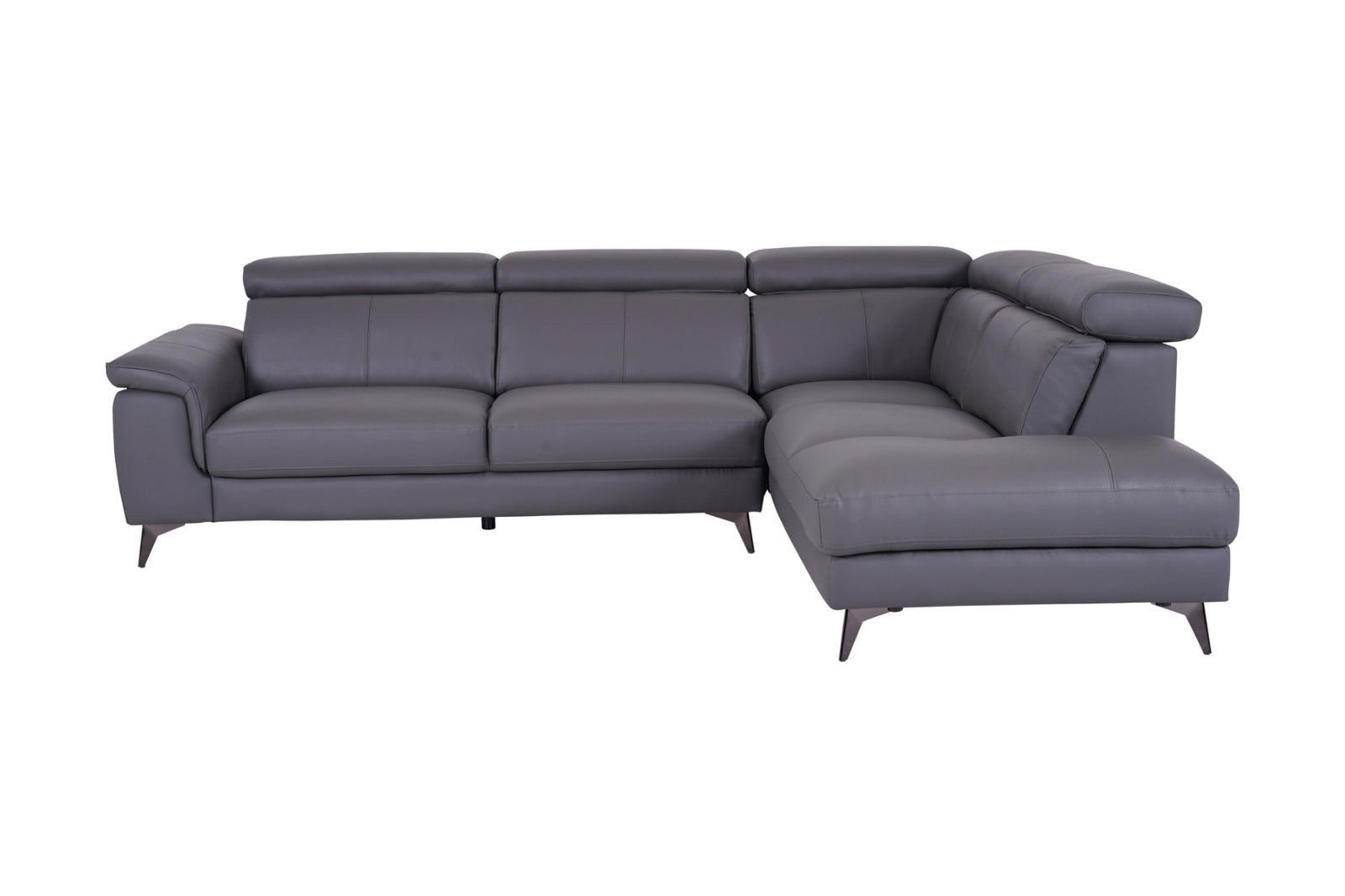 Matera Right Hand Facing Arm Open End Corner Sofa - Elephant Grey Leather - Dante Furniture