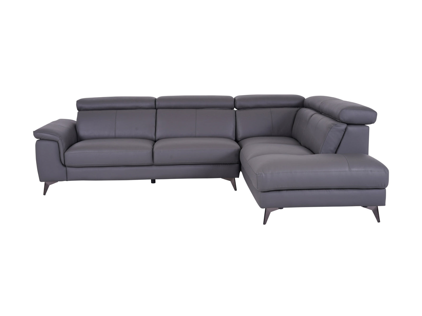 Matera Right Hand Facing Arm Open End Corner Sofa - Elephant Grey Leather - Dante Furniture
