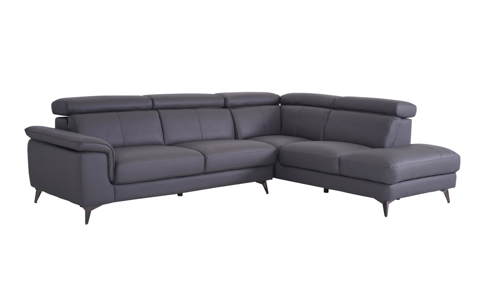 Matera Right Hand Facing Arm Open End Corner Sofa - Elephant Grey Leather - Dante Furniture