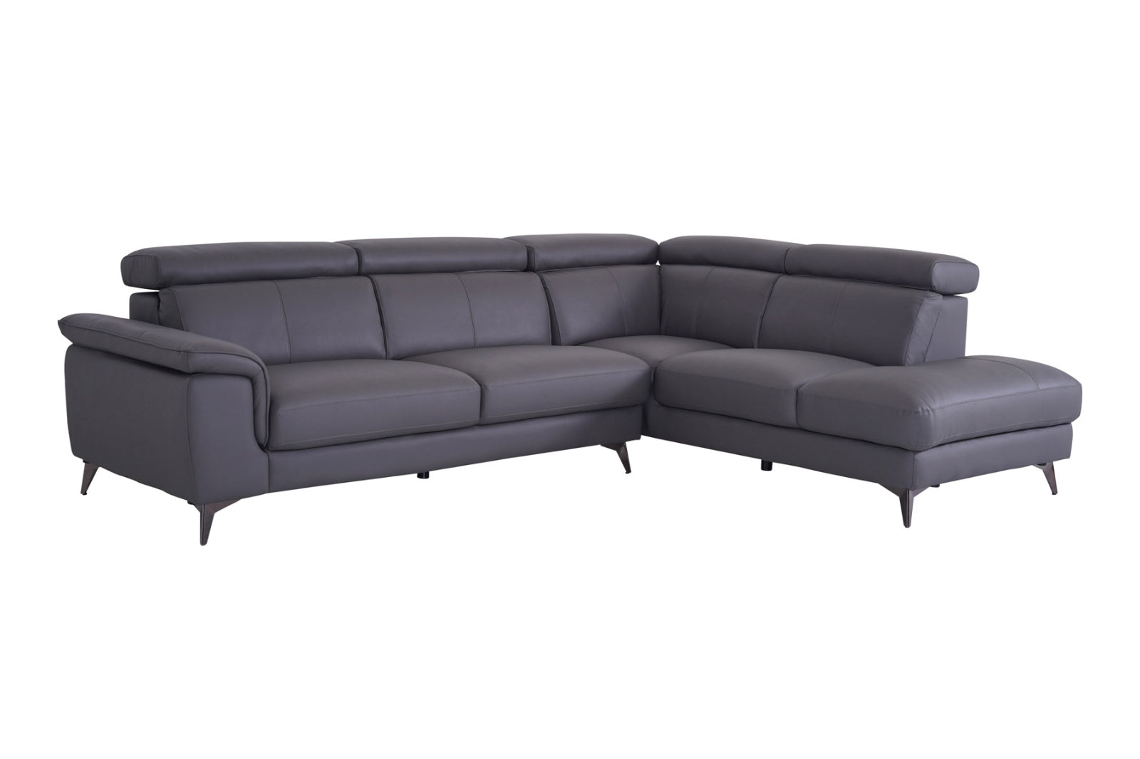 Matera Right Hand Facing Arm Open End Corner Sofa - Elephant Grey Leather - Dante Furniture