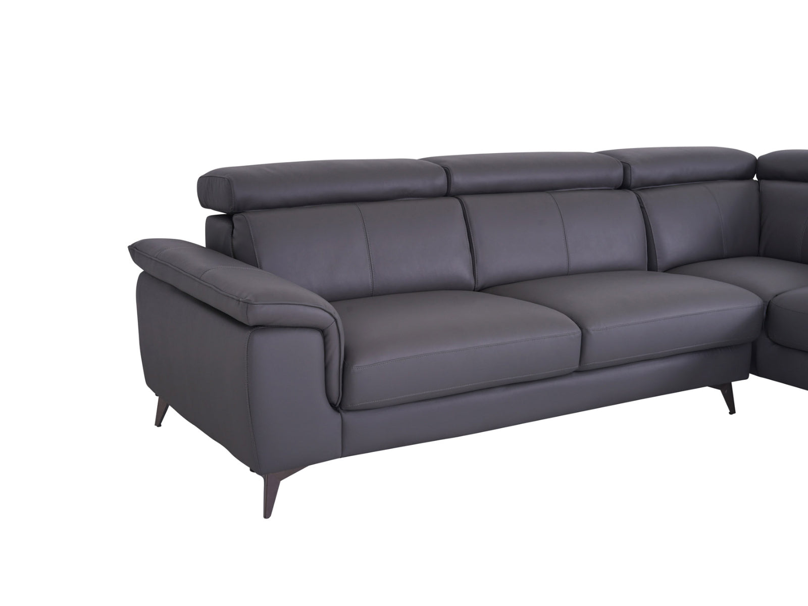 Matera Right Hand Facing Arm Open End Corner Sofa - Elephant Grey Leather - Dante Furniture