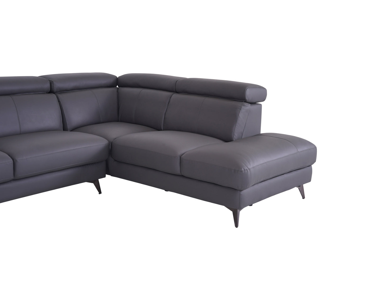 Matera Right Hand Facing Arm Open End Corner Sofa - Elephant Grey Leather - Dante Furniture