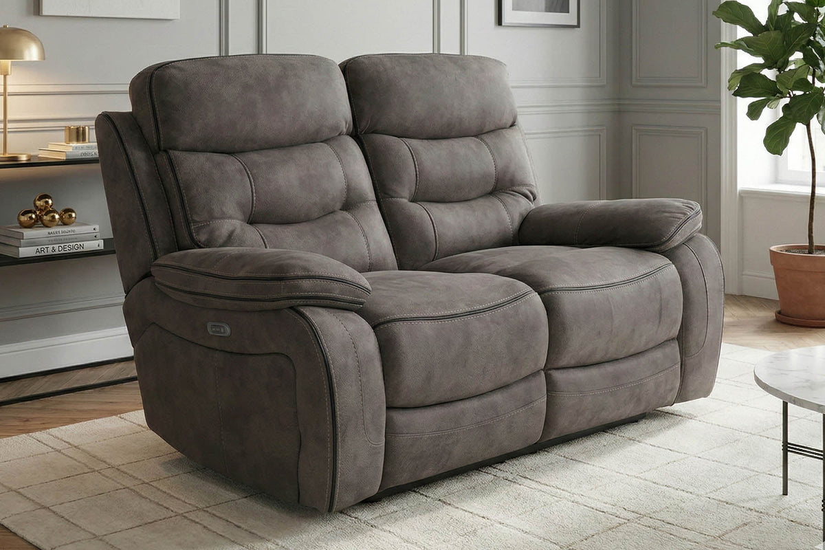 Noah 2 Seater Grey Fabric Recliner Sofa – Dante Furniture