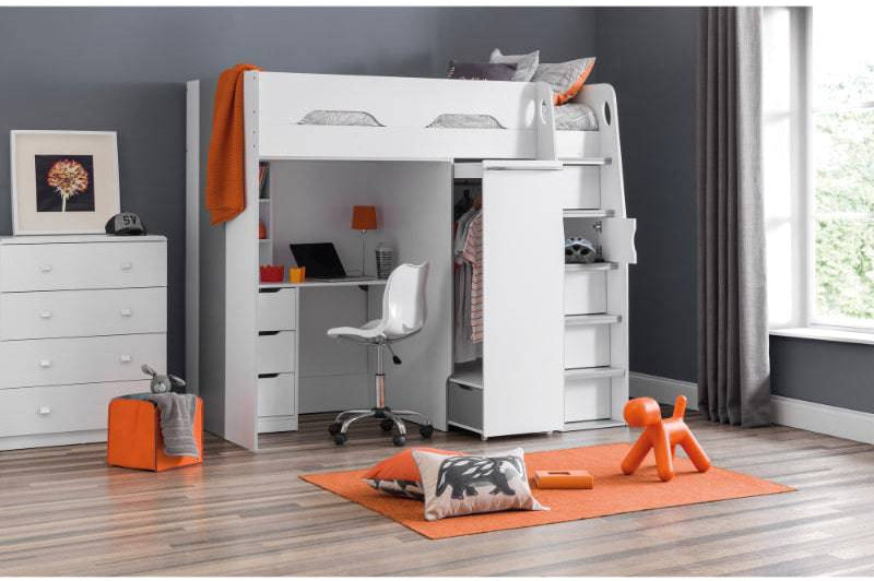 Pegasus white high sleeper in a kids bedroom