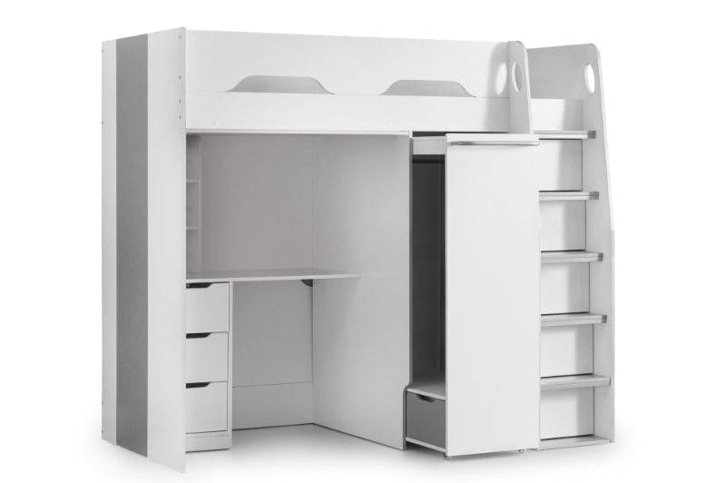 Pegasus white high sleeper – end view with storage steps