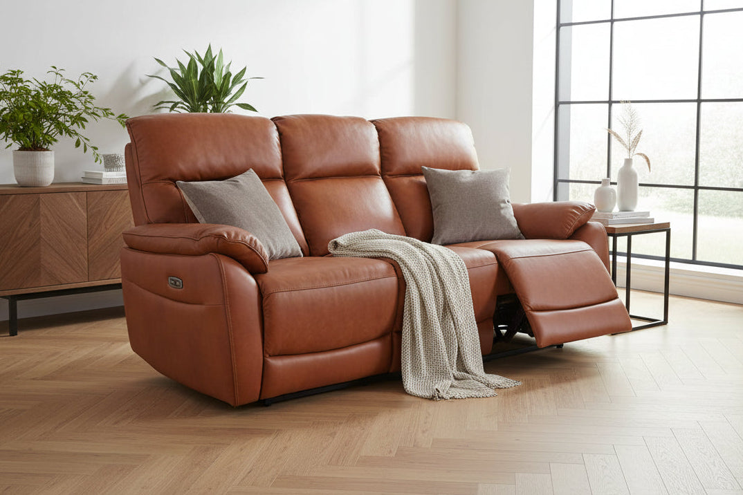 Salisbury 3 Seater Power Recliner Sofa - Tan - Dante Furniture