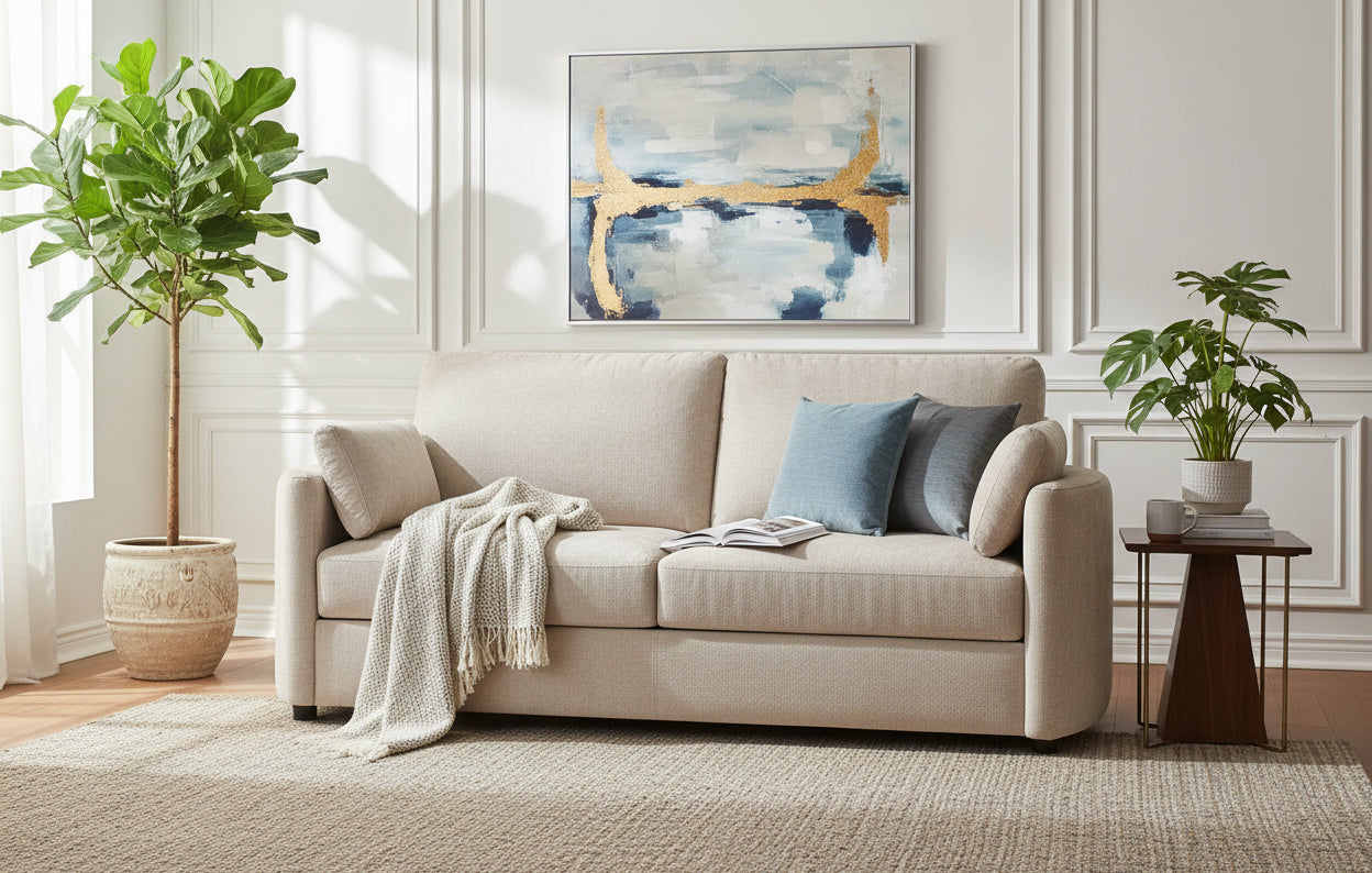 Abberton 2 Seater Sofa Bed - Beige - Dante Furniture