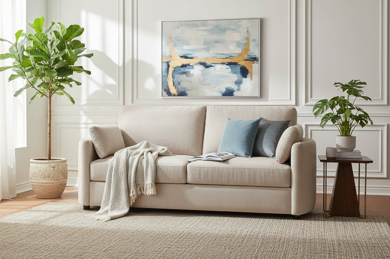 Abberton 2 Seater Sofa Bed - Beige - Dante Furniture